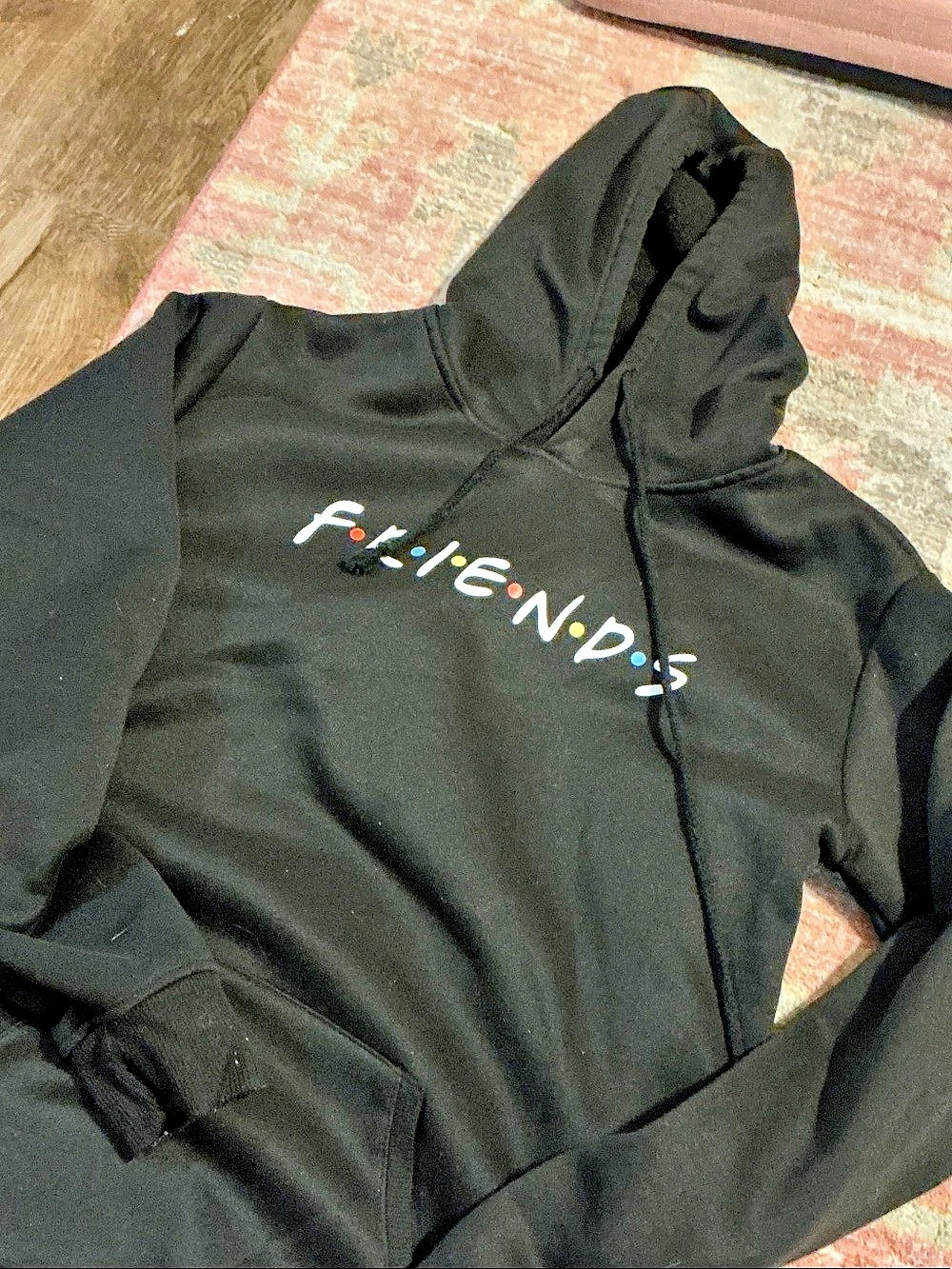 Warner Bros Friends TV Show Logo Pullover Hoodie Black Medium